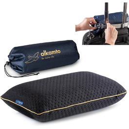 Подушка для подорожей Alkamto: ергономічна подушка з memory foam, регульована температура, Oeko-Tex, чорна, 40x25x10 см