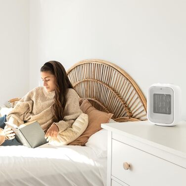 Керамічний обігрівач Cecotec Ready Warm 6100 з обертанням. Керамічний нагрівач з коливанням, режими тепла та холодного повітря, 3 режими роботи, регульований термостат, захист від перекидання, 20 м², білий, 1500 Вт