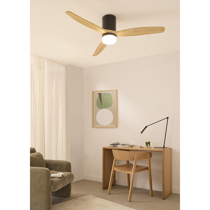 Вентилятор стельовий Windcalm M з дистанційним керуванням, ABS-пластик, 40W, Ø132cm, таймер, DC-двигун, літньо-зимовий режим, з підсвічуванням, колір 