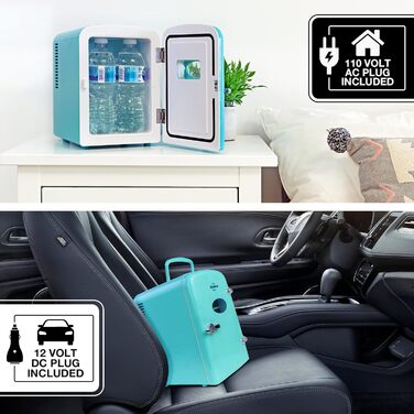 Koolatron Retro Mini Холодильник 4L: для спальні, косметики, дітей, авто та подорожей