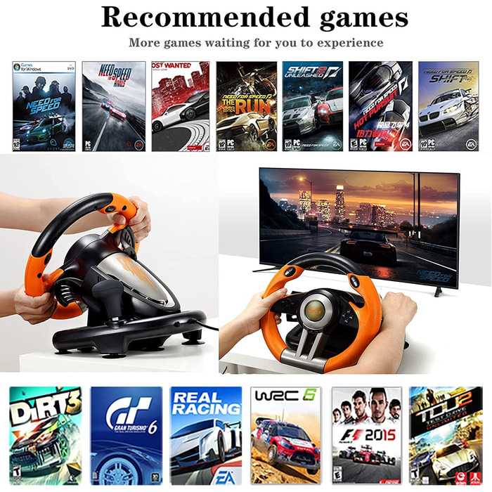 PXN V3II Racing Wheel - Ігрове кермо для PS3/PS4, Xbox, Nintendo Switch та PC, рожеве