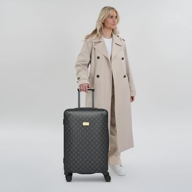 Чорний валіза середнього розміру Lazarotti Palermo (66 см) | Тріумф середній валіза-тележка 49 x 29 x 66 см | Легкий гібридний матеріал з логотипом та захистом кутів | 4 подвійні колеса та TSA-замок для жінок та чоловіків