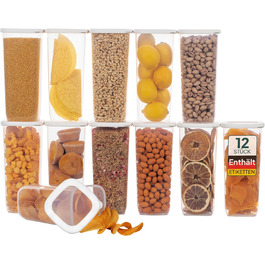 Контейнери для зберігання Uandu з кришкою, герметичні - набір 12 шт. | Органайзери для кухні | Без BPA | 12 x 1750 мл