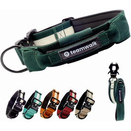 Teamwalk® Преміум нашийник для собак - з магнітною ручкою, світловідбиваючими смугами, кишеню для AirTag, індивідуально регульований, з м'якою підкладкою, міцною застібкою, з відповідним поводом, тепер ще легший (M) нашийник M(4см) Лісовий зелений