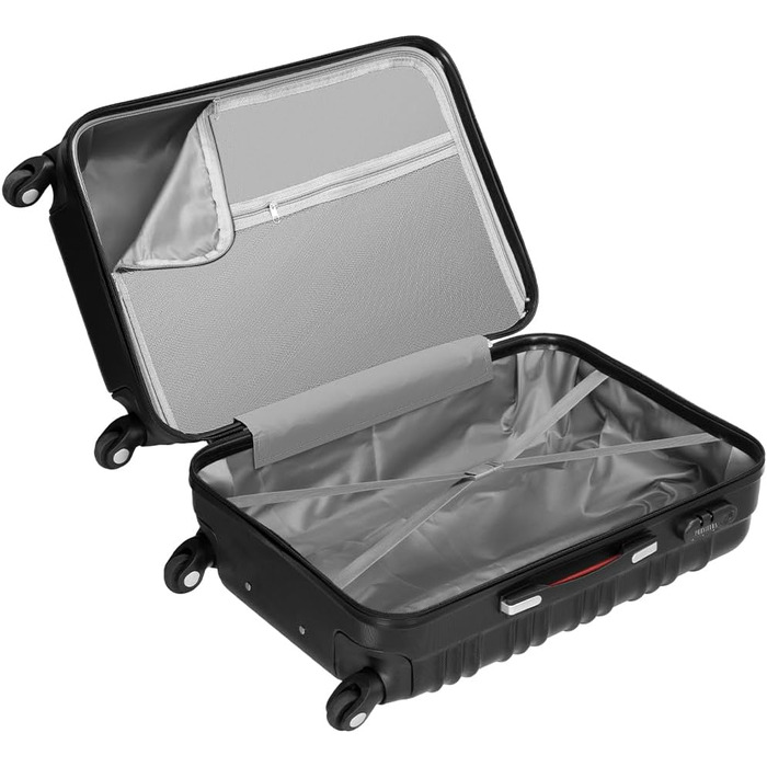 Набір валіз ABS S-M-L-XL з кодовим замком, телескопічною ручкою та 4 колесами, робусний дорожній набір, ручна поклажа (Чорний)