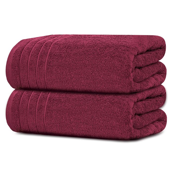 Набір рушників Tens Towels з 100% бавовни, 8 предметів: 2 великі банні рушники, 2 рушники для рук та 4 серветки, гігроскопічні та швидкосохнучі, колір бордовий (Large)