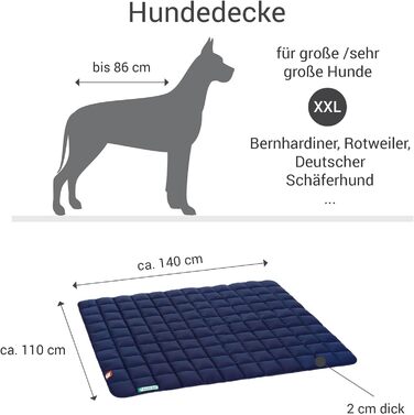 М'яка та якісна лежанка для собак Doctor Bark, розмір L (100x80 см) та XXL (140x110 см), колір Королівський блакитний, для великих собак, міцна, для дому та вулиці, можна прати до 95°C