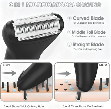 Електричний жіночий тример 3-в-1: для тіла, бікіні, обличчя. Вологостійкий IPX7, чорний