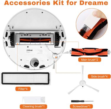 Комплект аксесуарів Dreame D9/D9 Max/D9 Pro/L10 Pro (12 шт): головні та бічні щітки, фільтри, інструменти для чищення
