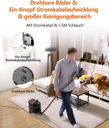 Пристрій для чищення м'яких меблів Uwant B200, 1900W, з функцією пароочищення | Для килимів, диванів, штор, одягу