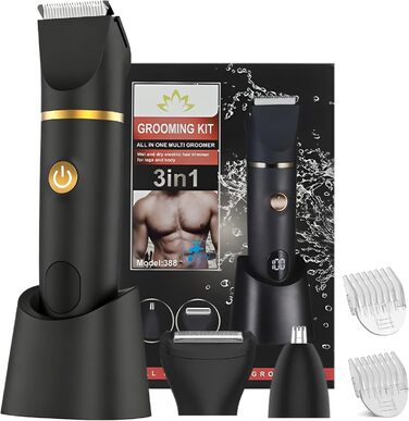 Електричний жіночий тример 3-в-1: для тіла, бікіні, обличчя. Вологостійкий IPX7, чорний