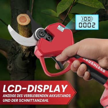 Акумуляторні електросекатори 50 мм для Makita з LCD дисплеєм, 2 батареї 2000 мА·год, професійні безщіткові садові ножиці для гілок, кущів і стовбурів
