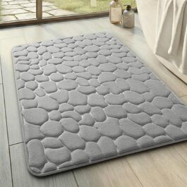 Килимок для ванної кімнати chakme з ефектом пам'яті (Memory Foam), абсорбуючий та протиковзкий килим у ванну та вітальню, 43×61 см, світло-сірий