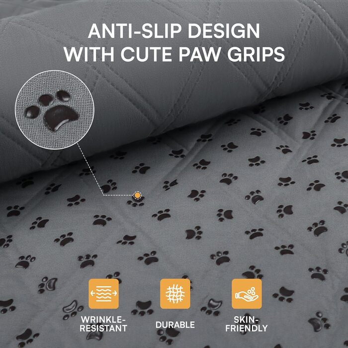 Водонепроникний килимок для собак Luciphia з антиковзким покриттям, 76 x 178 см (Сірий, 208 x 208 см)