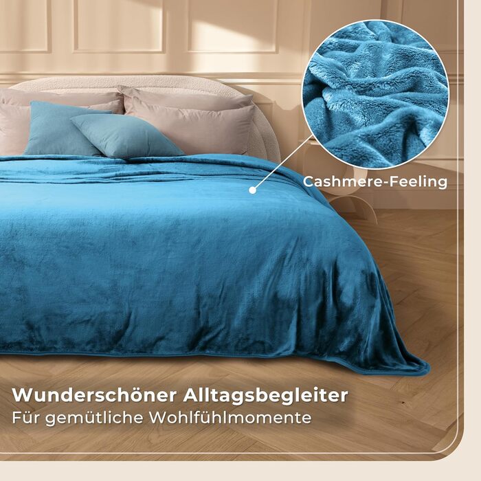 Плед Gräfenstayn® Kuscheldecke Cashmere-Feeling: м'який та пухнастий, 150x200/220x240 см, бірюзовий