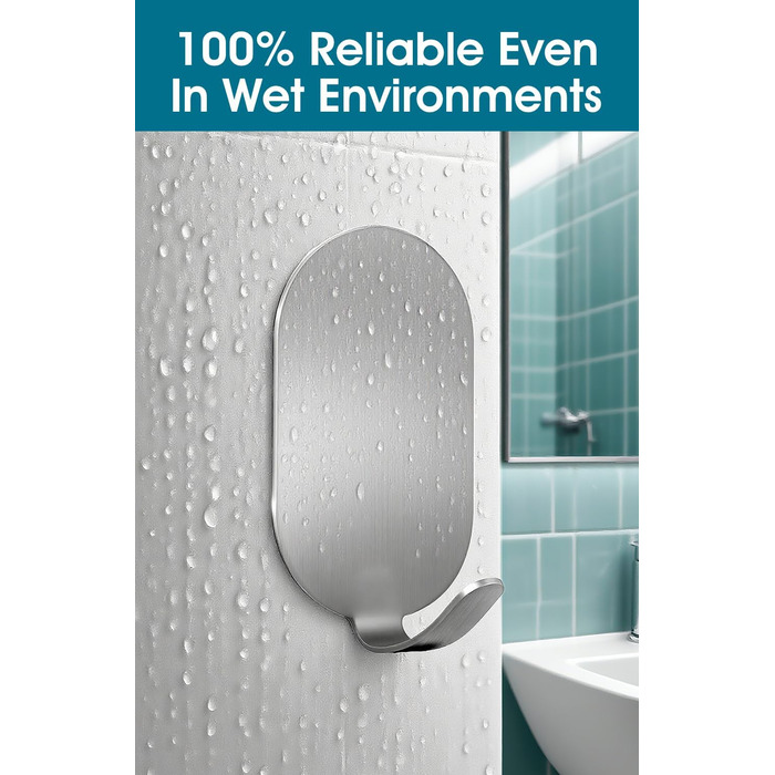 Крючки самоклеючі, 10 шт. з нержавіючої сталі 304, без свердління, для ванної, кухні та вітальні