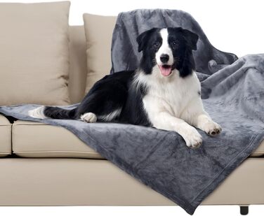 Водонепроникний коврик для собак Nobleza, XXL (203 x 152 см), м'який та пухнастий, для дому та вулиці, підходить для котів, можна прати в пральній машині, двосторонній чохол для дивану, сірий