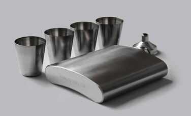 Набір фляга з воронкою та 4 шт. склянок для шнапсу об'ємом 3cl – подарункова коробка, фляга 7 oz (207ml)