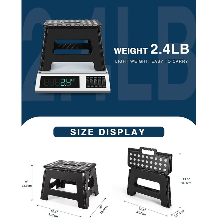 Складний табурет HOUSE DAY 22см, 2 шт. Чорний. Стійкий, антиковзкий, легкий, для дітей, кемпінгу, пікніка, дому