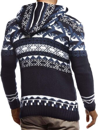 Чоловіча в'язана куртка Leif Nelson з капюшоном, норвезький стиль, чорна зимова куртка, тепла куртка з капюшоном, чоловіча куртка для зими, грубий в'яз, Slim Fit, LN20756 (M, Синій)