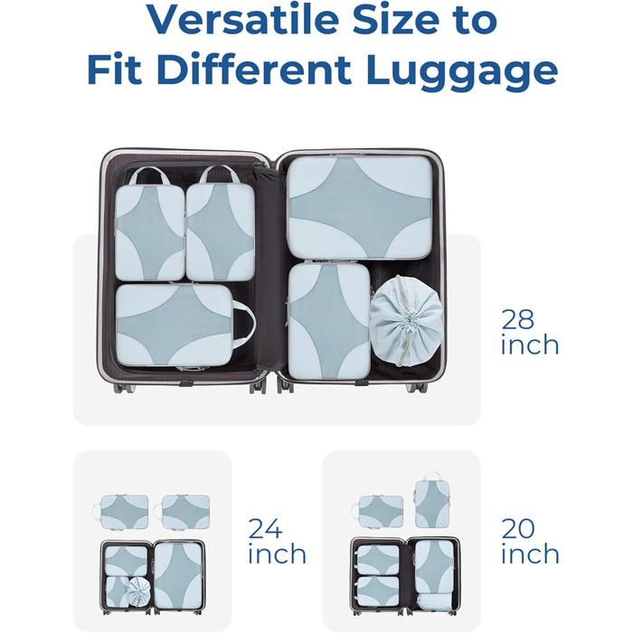 Набір органайзерів для одягу BAGSMART (6 шт.) з мішком для білизни - для рюкзака, валізи, подорожей