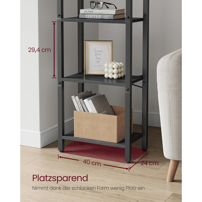 VASAGLE 4-Tier Regal mit offener Ablage