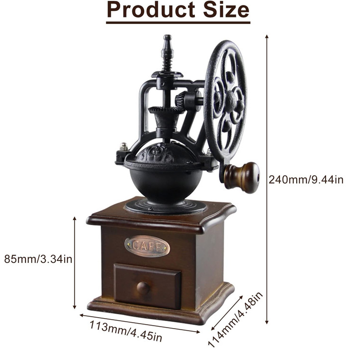 Coffee Grinder, Portable Manual Coffee Grinder, Manual Coffee Bean Grinder, Hand Grinder Pepper Spice Home Grinding Machine, Retro Manual Coffee Grinder Pepper Mill