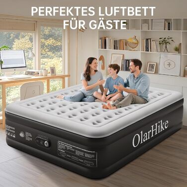 Надувний матрац OlarHike для кемпінгу та дому - 200 x 140 x 46 см (3 особи)