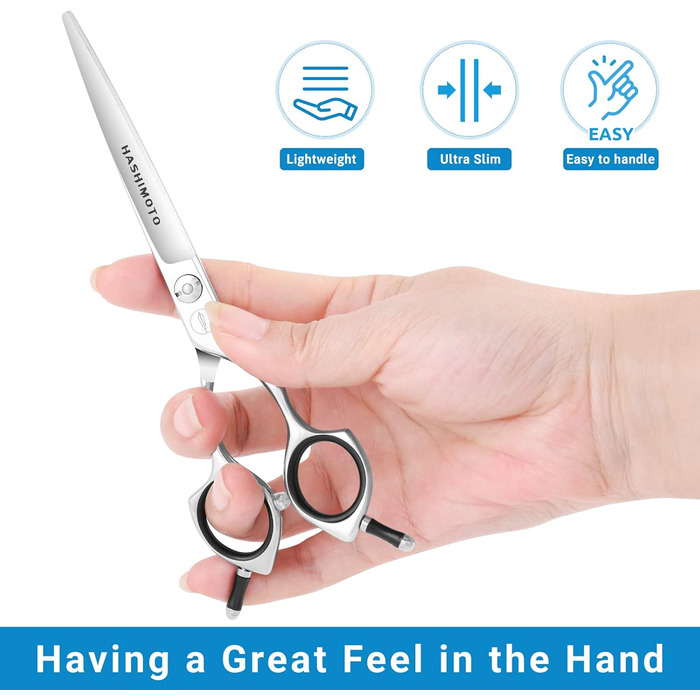 Hashimoto Dog Grooming Shears - 6.5 Inch Curved Pet Grooming Scissors for Face & Paws