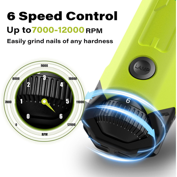 Електричний точило для собачих кігтів Casfuy 6-ступінчате – тихе, перезаряджуване, для собак великих, середніх та малих порід (зелене)