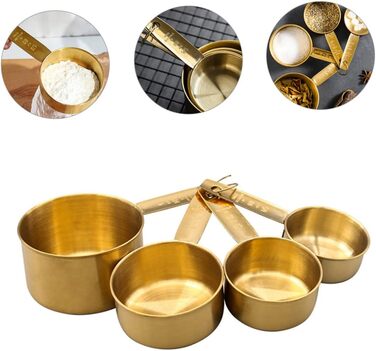 5-Piece Stainless Steel Measuring Spoons, Micro Scoop for Dry Food, Micro Spoon, Coffee Spoon, Measuring, Magnetic Measuring Spoons, Teaspoons, Golden Stainless Steel, 4 Pieces * 5