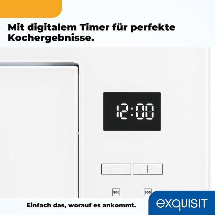 Вбудована мікрохвильова піч Exquisit EMW25-G-020 біла з грилем, сенсорне управління, таймер, швидкий старт