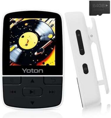 MP3-плеєр YOTON з Bluetooth 5.2, Hi-Fi звук, FM-радіо, диктофон, регулятор гучності, навушники, підтримка SD до 128 ГБ (Білий)