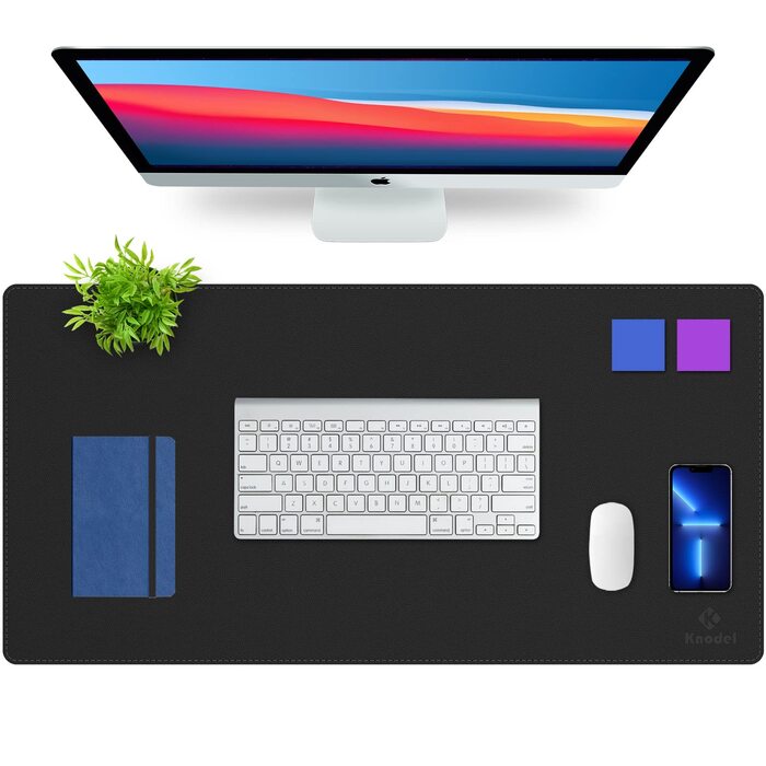 Підкладка для столу K Knodel 80x40 см, PVC-шкіра, вологостійка, чорна | для офісу