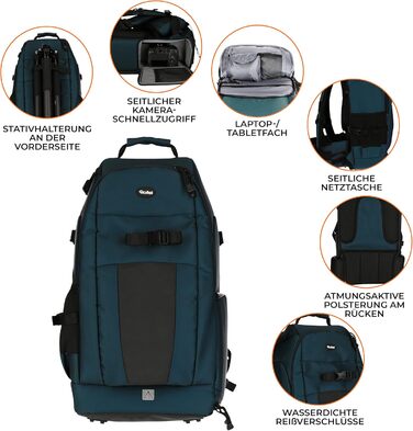 Рюкзак для камери Rollei Fotoliner Ocean L: великий, з перероблених PET-пляшок, з дощем.і, підходить для ручної поклажі