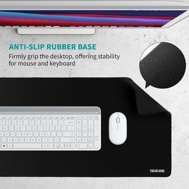 Килимок для миші геймерський XXL 900x400 мм, чорний, з гумовою основою - килимок для ігор та офісу, довговічний, з бортиком