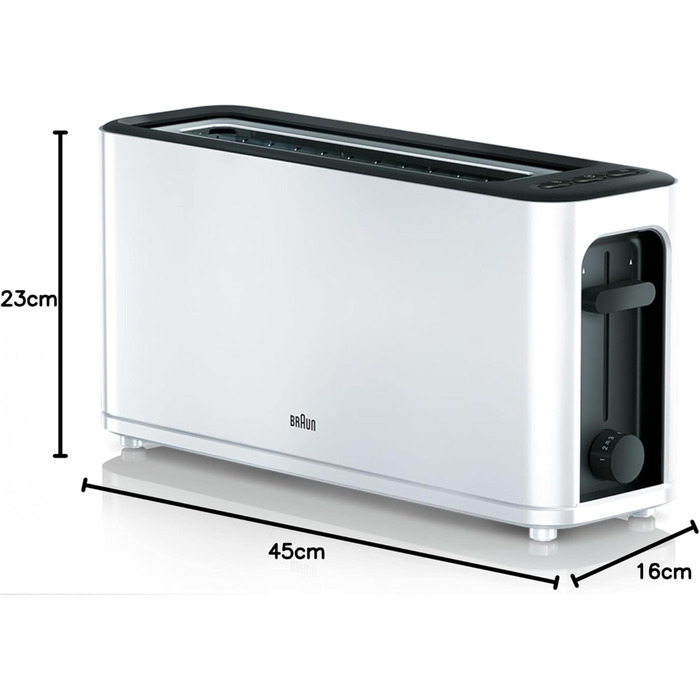 Тостер Braun HT3100WH, 1000 Вт, 7 режимів, білий, 1 слот