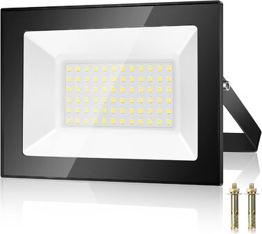 100W LED Floodlight Outdoor, LED Spotlight, Super Bright 10000LM LED Floodlight Outdoor, 7000K Cool White IP67 Waterproof Outdoor Spotlight, for Backyard, Driveway, Garage, Hallway, Garden (50W-1 PACK)