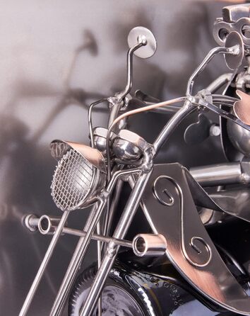 BRUBAKER Motorcycle Wine Bottle Holder Set - Wall Art Picture Metal - with 3 Glass Holders - including Greeting Card for Wine Gift