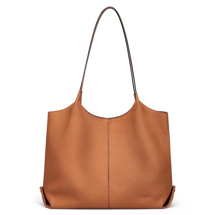 Шкіряна сумка-шопер Cnoles для жінок, велика сумка-тоут на плече для офісу, школи, покупок, коричнева 39x12x28.5 см