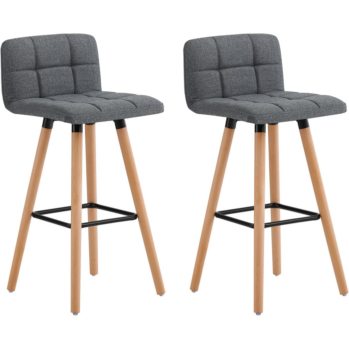 SoBuy® FST50-DGx2 Bar Stools - Set of 2 - Dark Grey - 68cm Seat Height