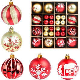 Набір прикрас на ялинку 44 шт: сині та золоті кулі для ялинки 6см та 3см, для дому та вулиці