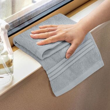 Набір м'яких махрових рушників для обличчя та тіла Utopia Towels, 30x30 см, 100% бавовна, сірий (12 шт)