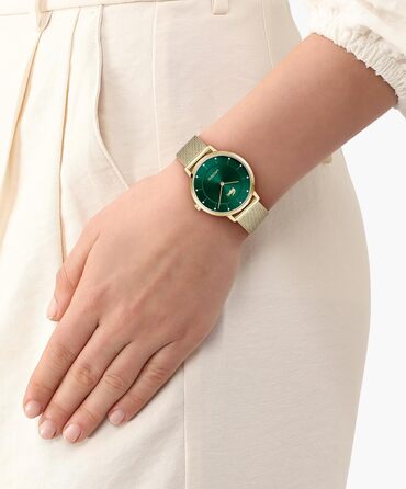 Годинник Lacoste Analog Crocorigin для жінок, золотий/зелений, з браслетом з нержавіючої сталі