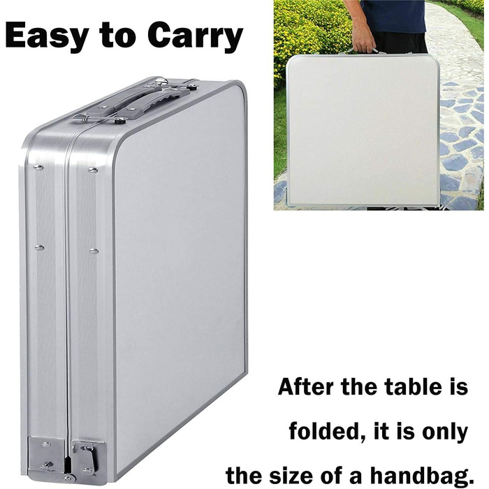 Складний стіл 60 см, портативний, для кемпінгу та пікніка, сад, на вулицю, регульована висота, алюмінієвий каркас, 60 x 45 x 25,9 см (Д x Ш x В)