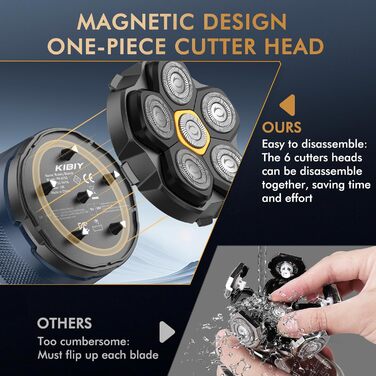 Електричний голчастий стайлер для голови Kibiy з 6 магнітними головками, IPX7 водонепроникний, LED-дисплей, зарядка Type-C, неслизький дизайн