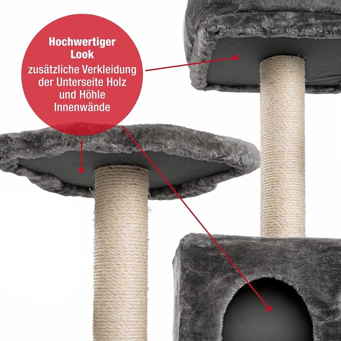 Дім для кота JAMAXX Premium XXL з когтеточкою, 165 см, сірий