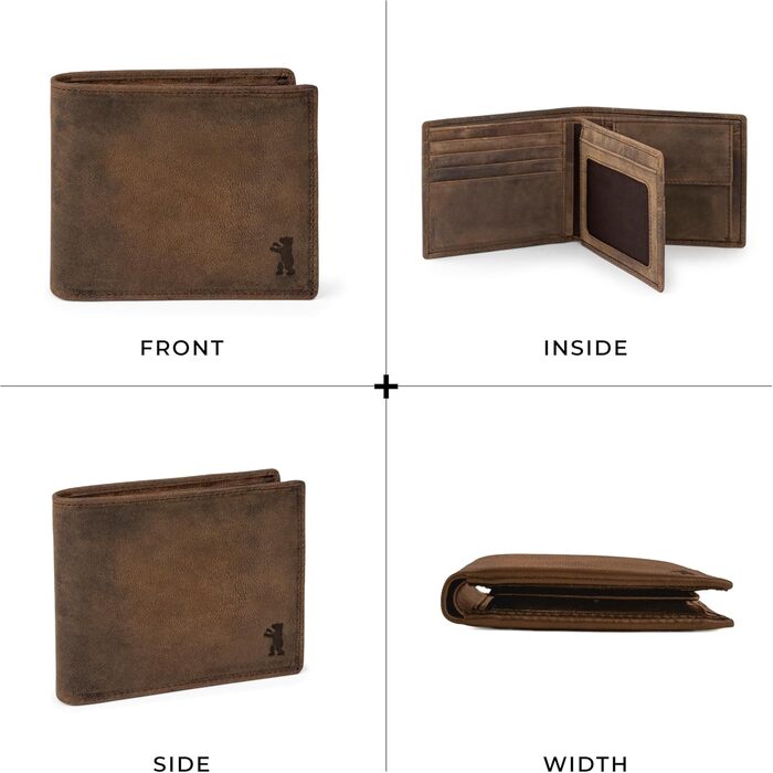 Berliner Bags Vintage Wallet, Portmonee (Coin Wallet) made of Leather, Wallet with TÜV-tested RFID protection, for Men - Brown