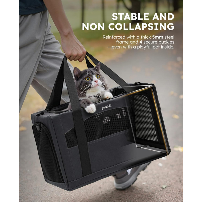 Транспортна сумка для котів Pecute, переносна сумка-бокс для котів та маленьких собак, легка, складна, для подорожей, темно-зелена (темно-сіра)