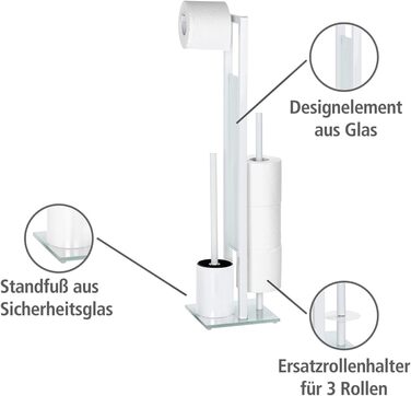 Набір для туалету WENKO Rivalta: тримач туалетного паперу та щітки для унітазу, сталь, білий, 23 x 70 x 18 см